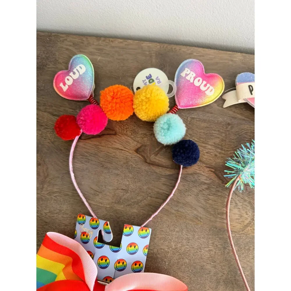 New Bundle of Pride/Rainbow LGBTQ Hair Accessories bow, headbands, and hair ties
